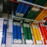 Electrical BusBar Distribution with each power stream in a different colour.