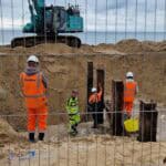 At the Environment Agency, I've gone on a few site visits. This picture shows the current work on a beach in Bournemouth to install groynes (long stretches of wood that go from a sandy beach into the water to reduce the amount of sand and rocks that get swept down the beach somewhere else during a storm).