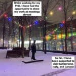 A snowy office building in Canada