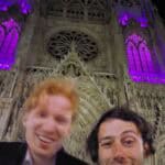 Being silly after the important meeting - Vienna cathedral